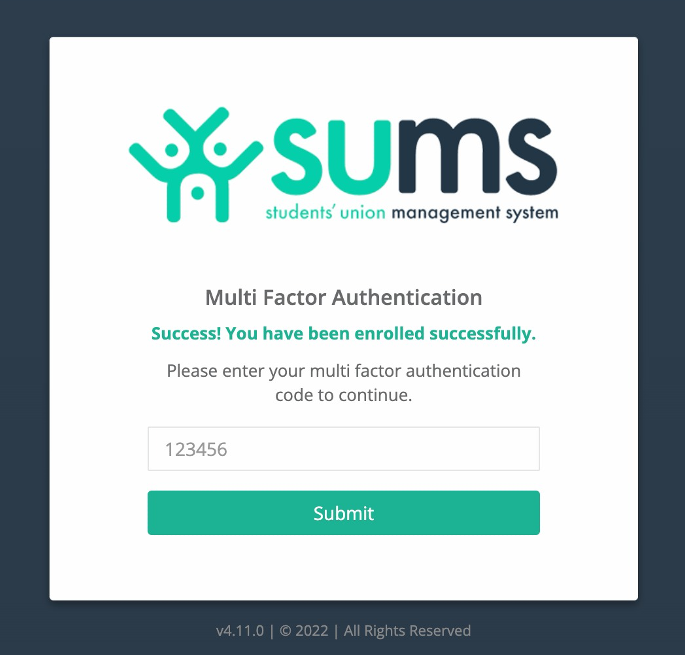 Screenshot of MFA Registered