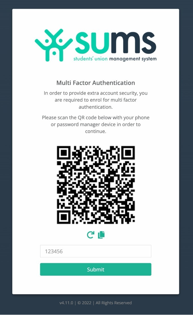 Screenshot of MFA Setup